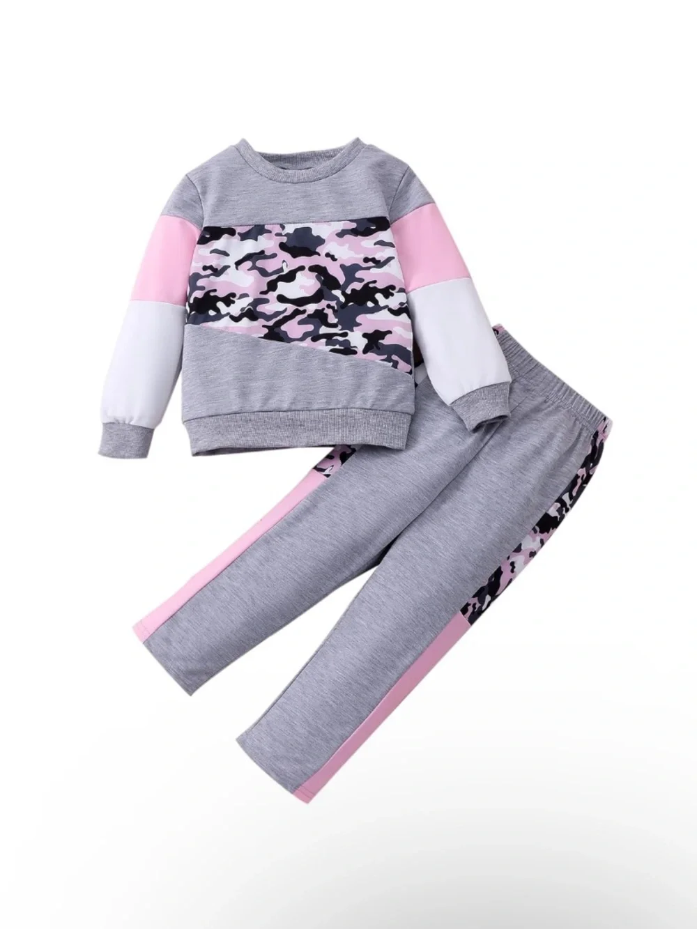 NWT Funmeta Size 7 Girls Gray Leopard Camo Pants Set
